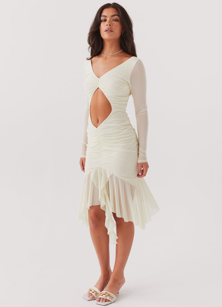 Kiara Mesh Midi Dress - Limoncello