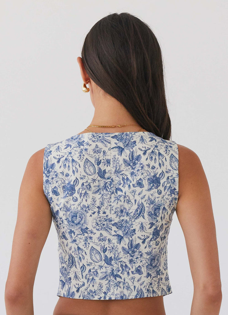 Take Me Away Corset Top - Blue Paisley