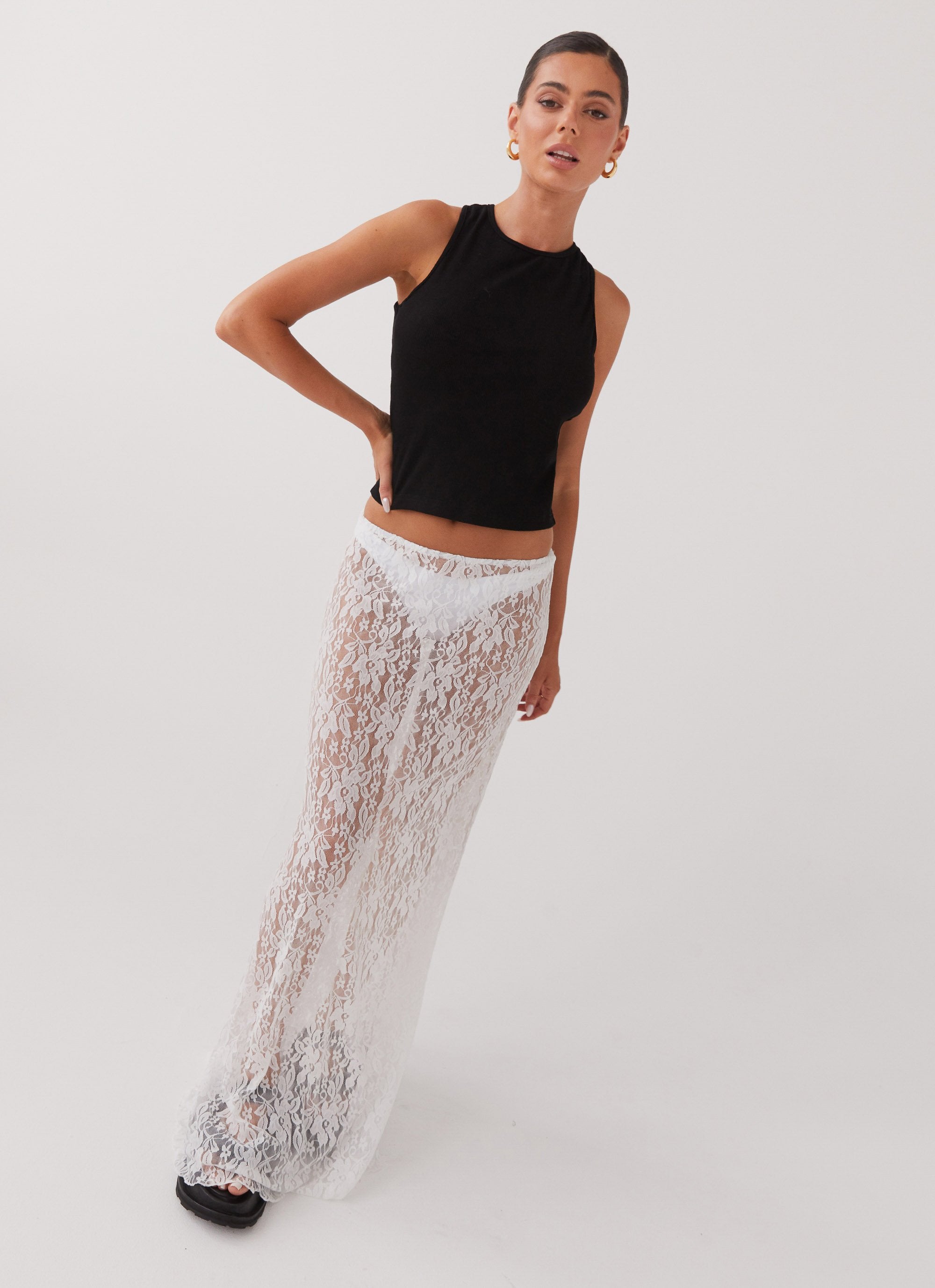 Sugar Sweet Lace Maxi Skirt White – Peppermayo - Main Image