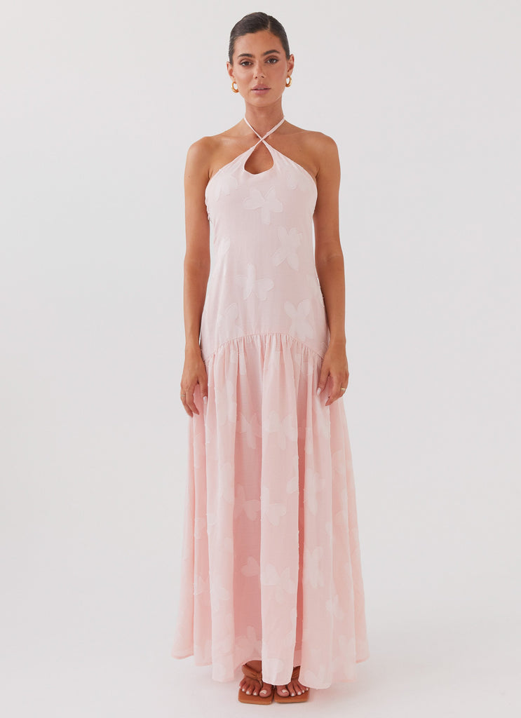 Blushed Cross Neckline Maxi Dress - Pink Petal