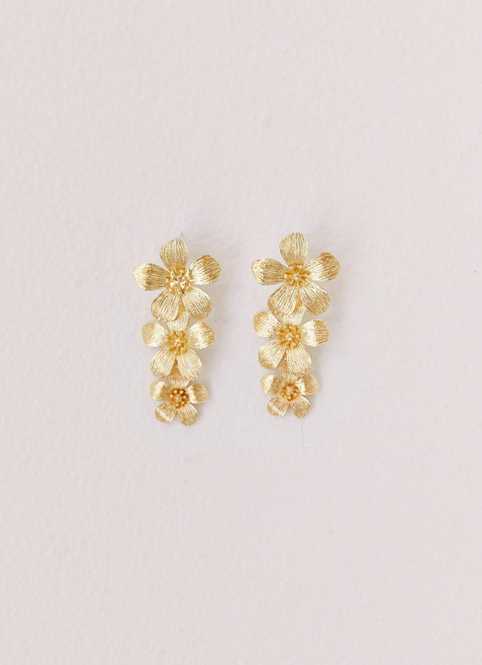 Cadie Flower Earrings - Gold