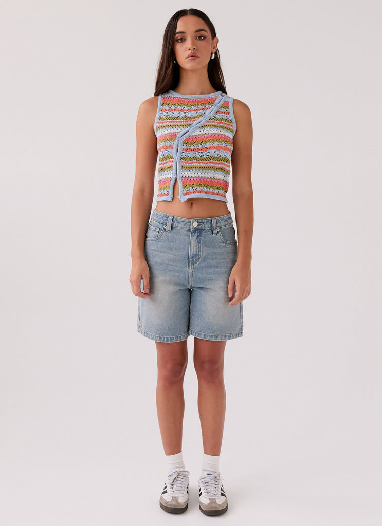 Womens Chromatic Charm Knit Top in the colour Citrus Oasis in front of a light grey background