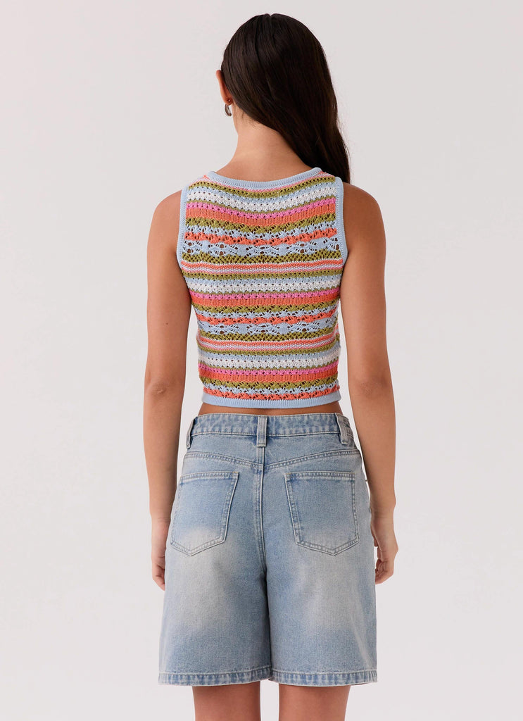 Womens Chromatic Charm Knit Top in the colour Citrus Oasis in front of a light grey background