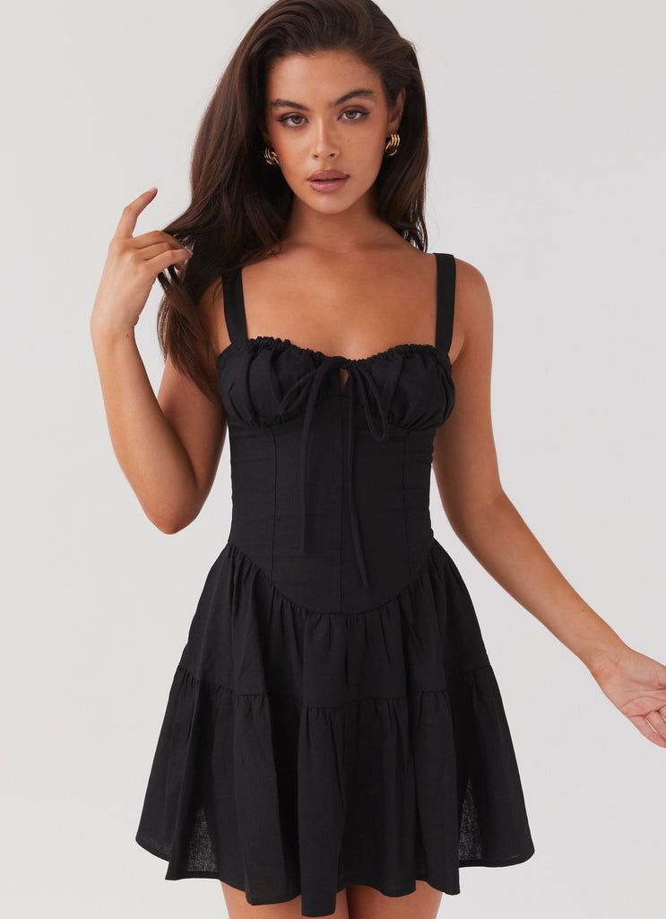 Lucie Linen Mini Dress - Black Peppermayo Lucie Linen Mini Dress - Black Peppermayo