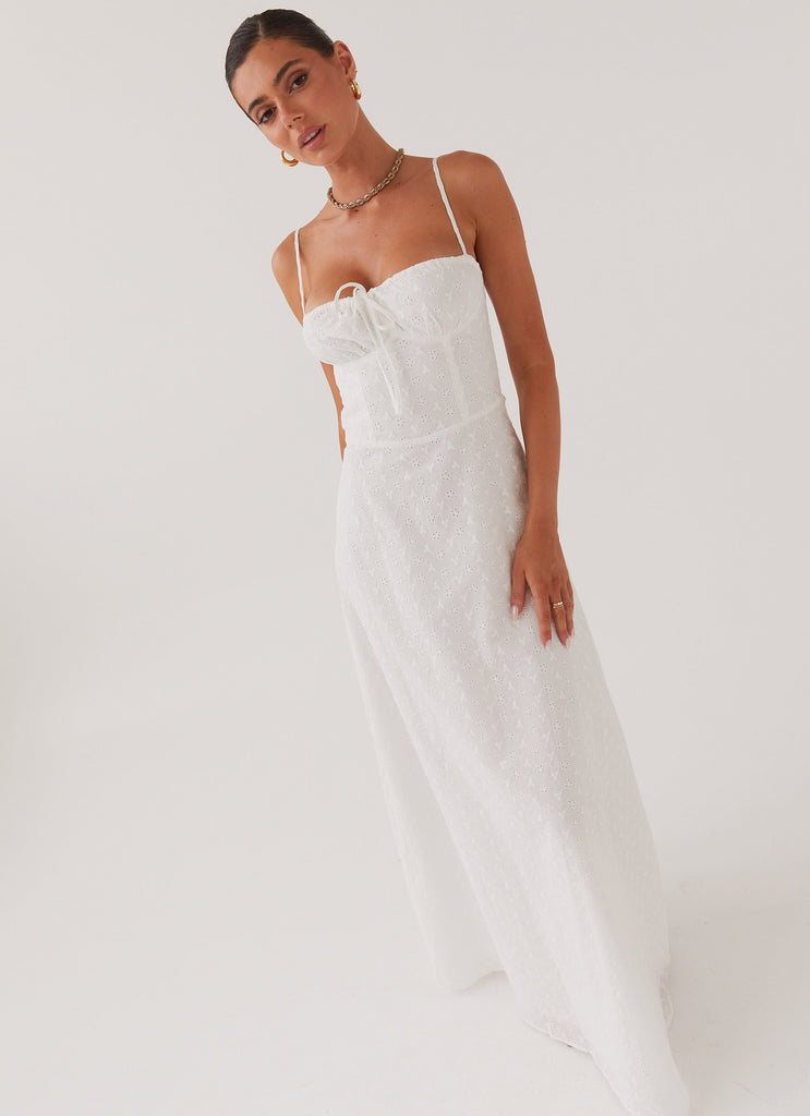 Elsie Broderie Maxi Dress - White