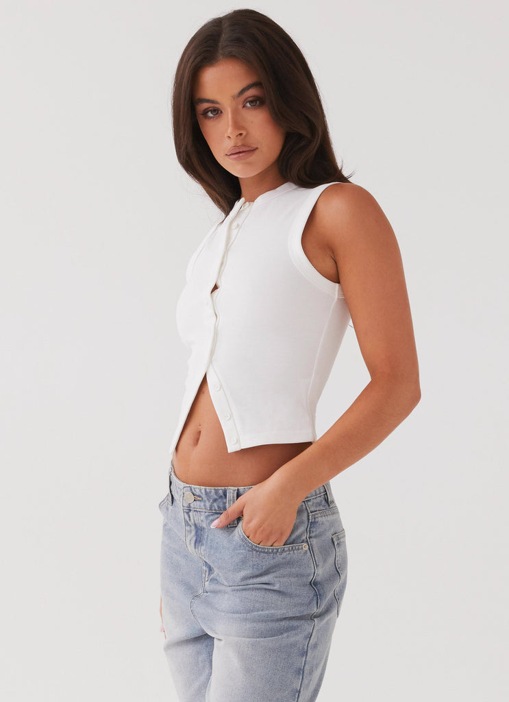 Blair Buttoned Tank Top - White
