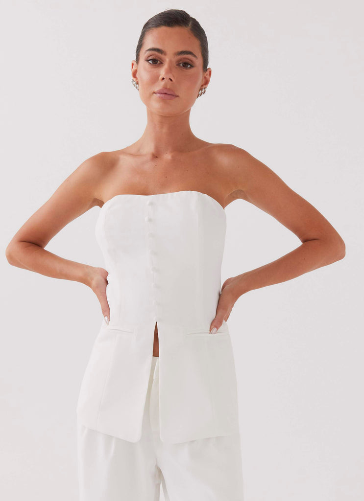 Riveria Tailored Strapless Top - Ivory