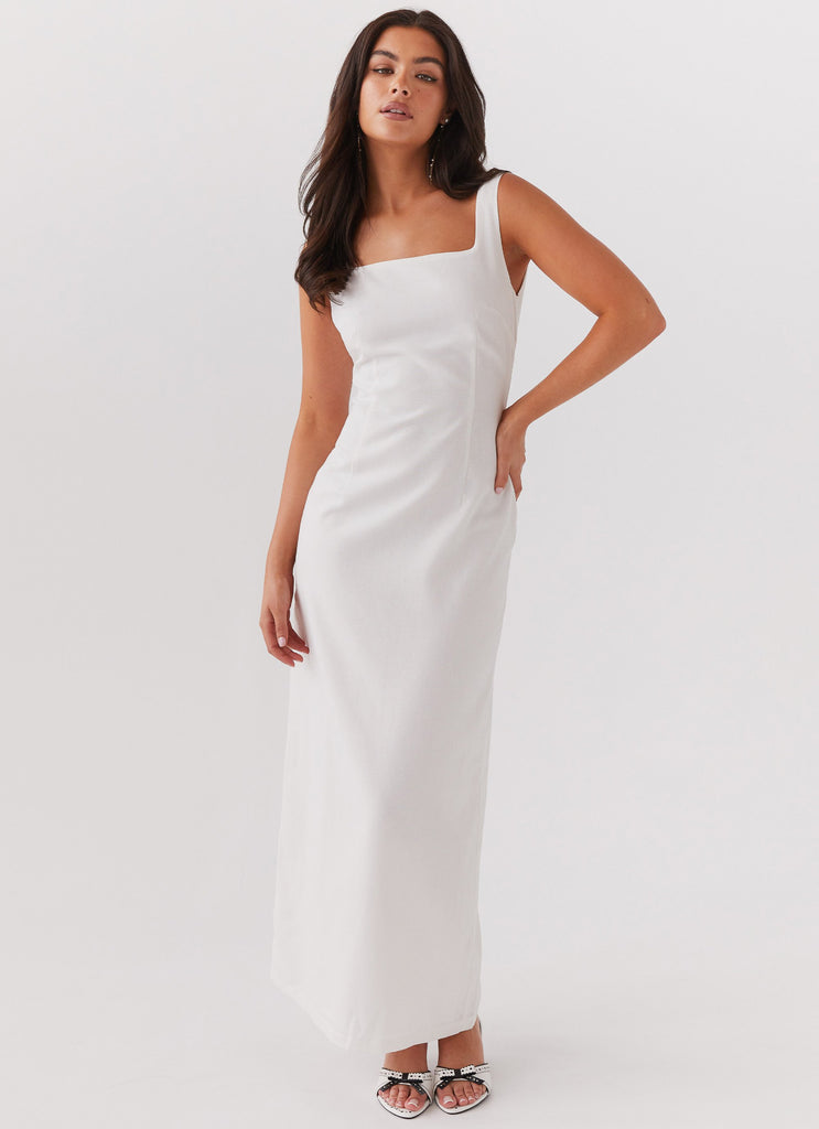 Melina Linen Maxi Dress - White