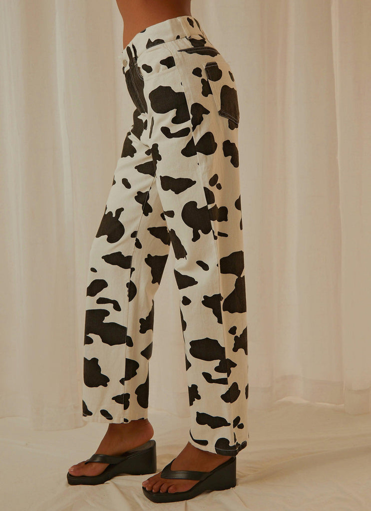 Kendall Pants - Cow Print - Peppermayo