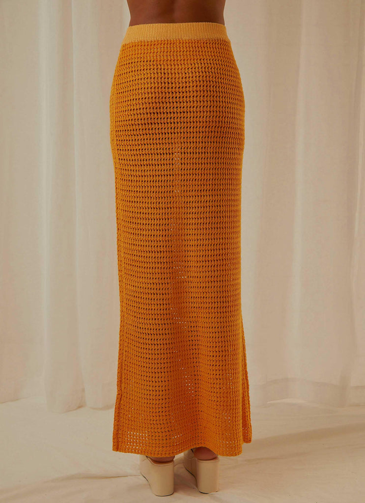Aloha Shores Crochet Maxi Skirt - Mango - Peppermayo