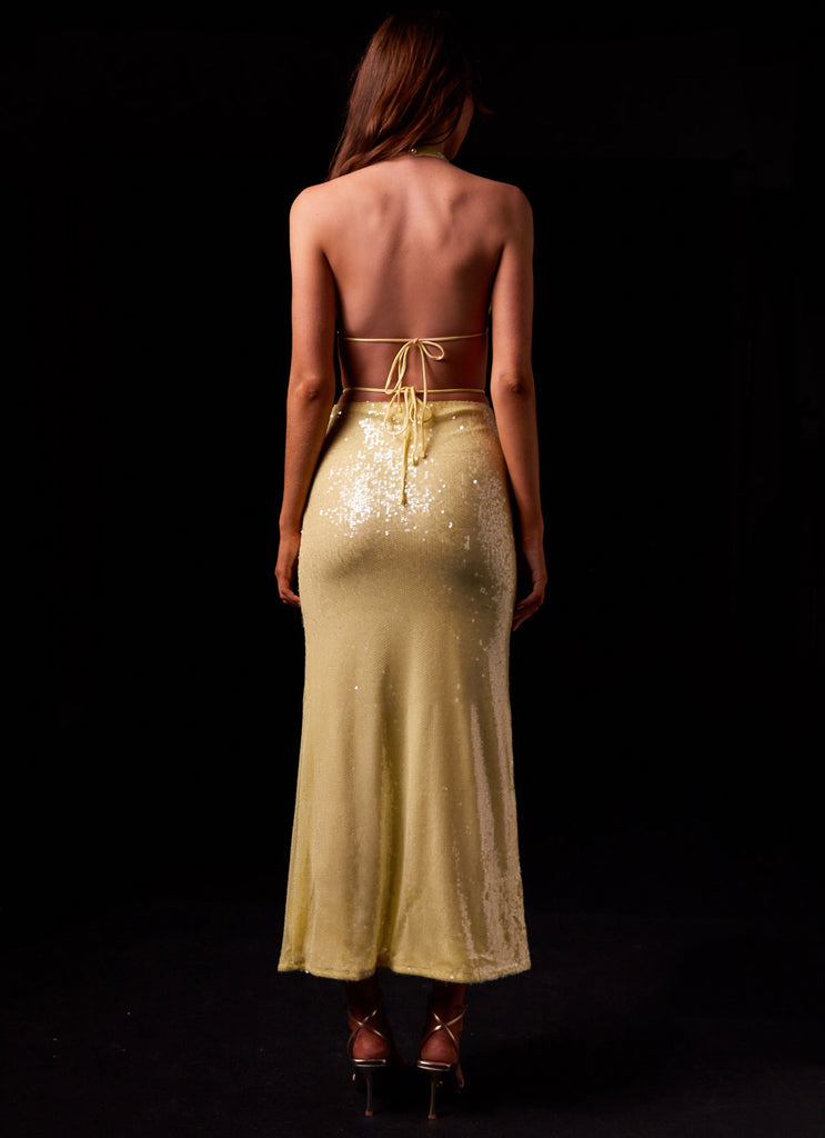 Elara Sequin Maxi Dress - Lemon Spritz