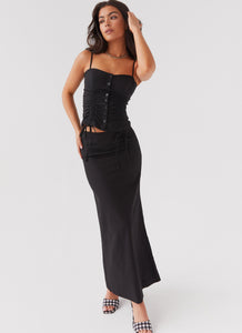 Ariana Linen Maxi Skirt - Black