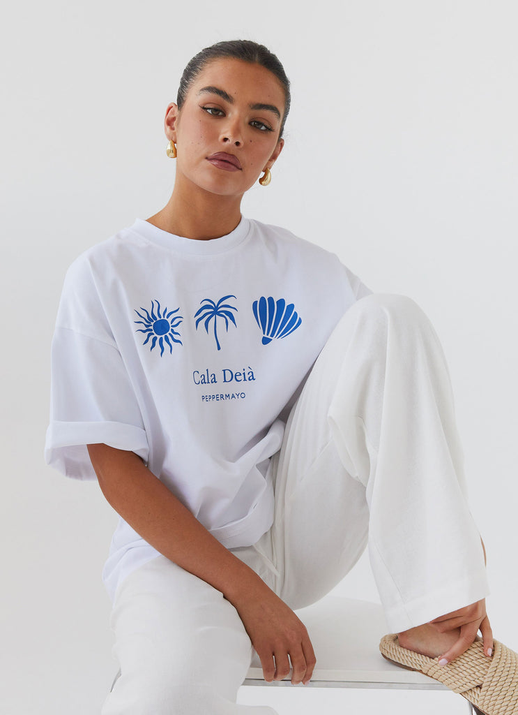 Breezy Bliss Oversized Graphic Tee - Cala Deia