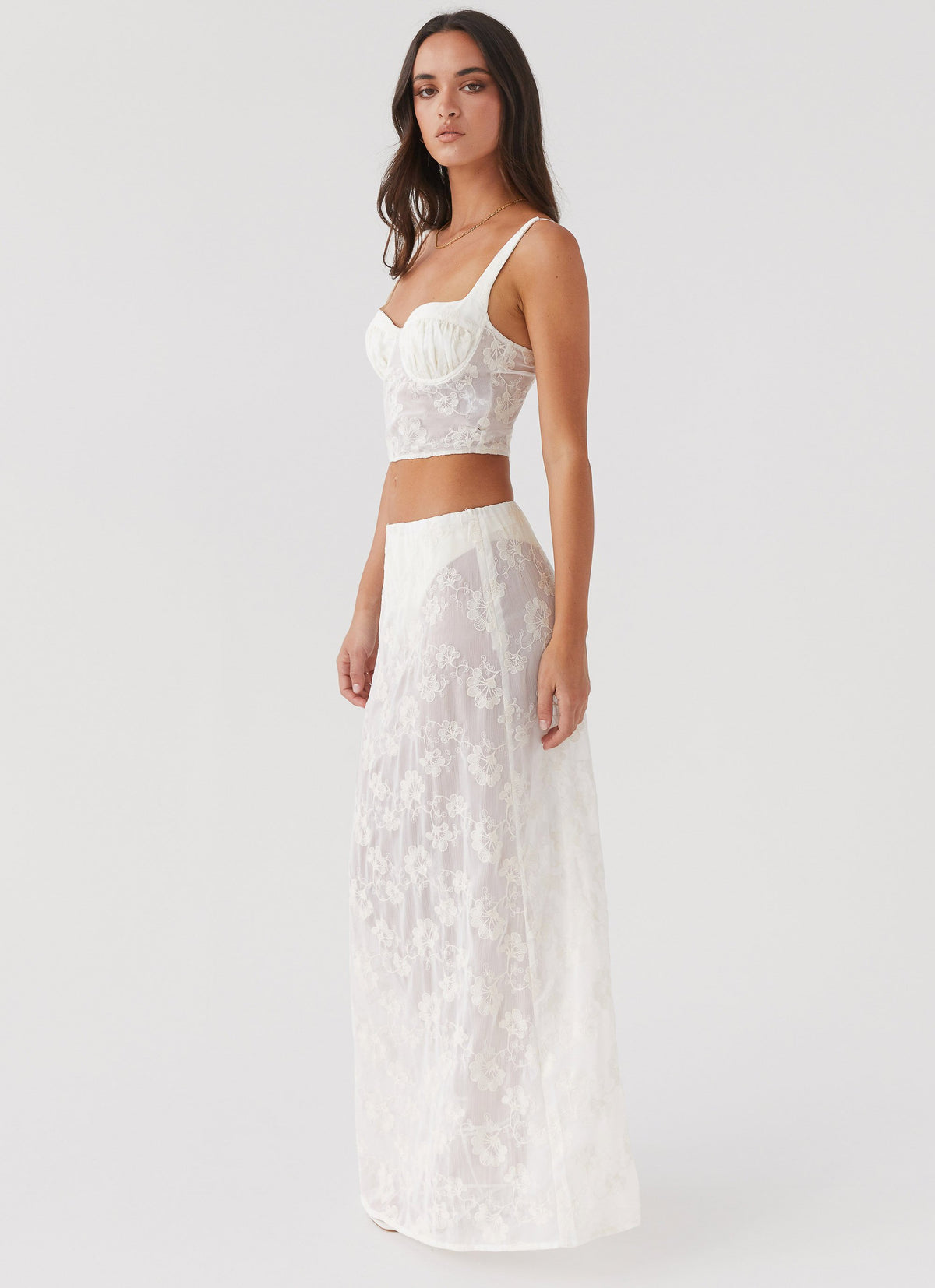 In the Clouds Maxi Skirt - Ivory Petal