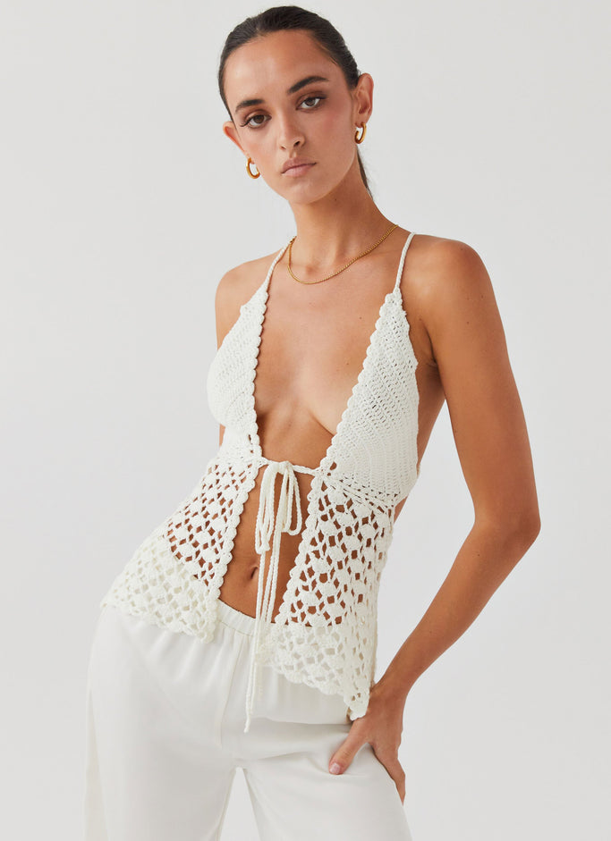 Into You Crochet Tie Top - Ivory