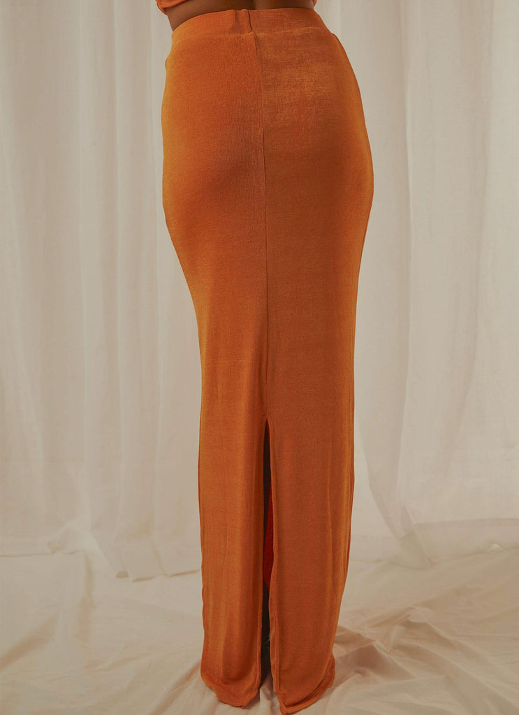 On Arrival Midi Skirt - Orange - Peppermayo