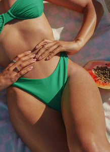 Poolside Champagne Bikini Bottom - Jade Green - Peppermayo