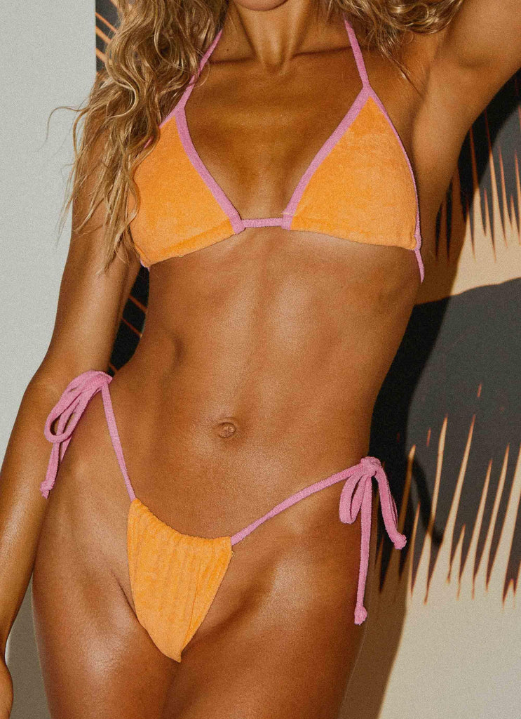 Holidae Tie Bikini Bottom - Orange Towelling - Peppermayo