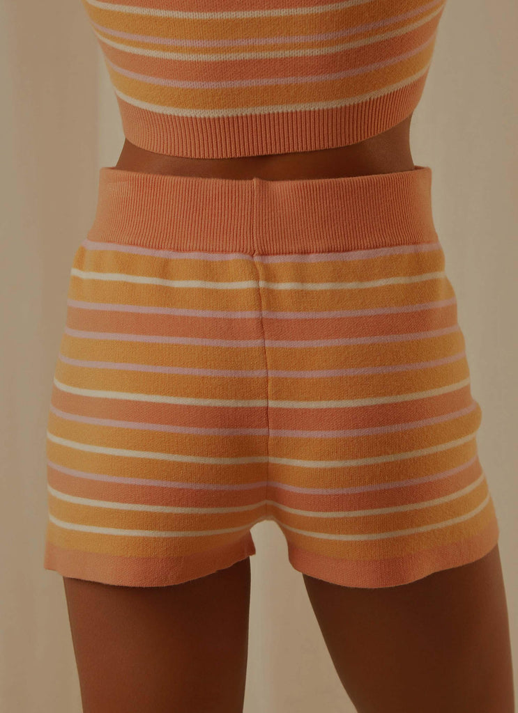 Rhodes Knit Shorts - Peach Multi Stripe - Peppermayo