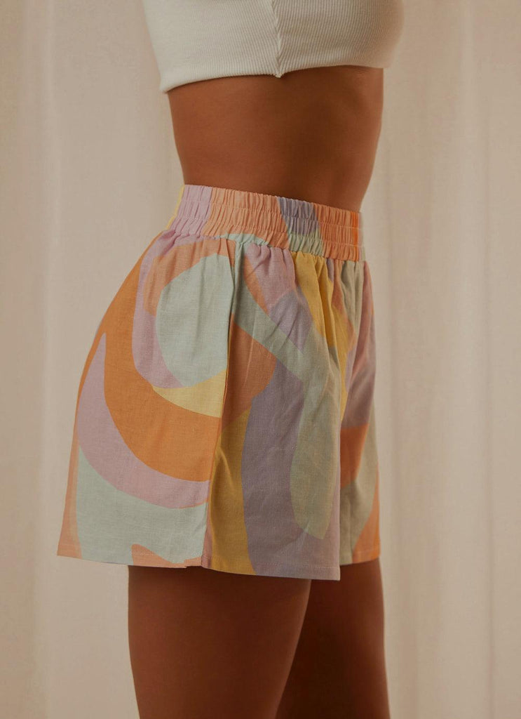 Raffi Linen Shorts - Pastel Wave - Peppermayo