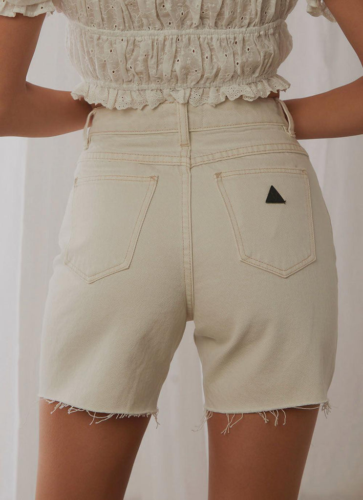 A Claudia Cut Off Shorts - White Sand - Peppermayo