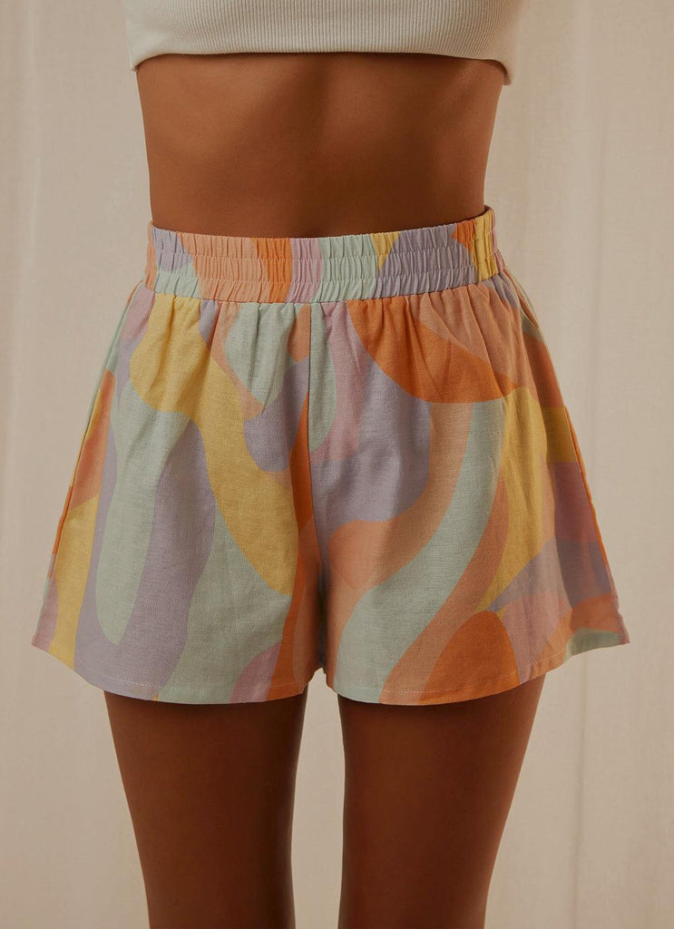Raffi Linen Shorts - Pastel Wave - Peppermayo