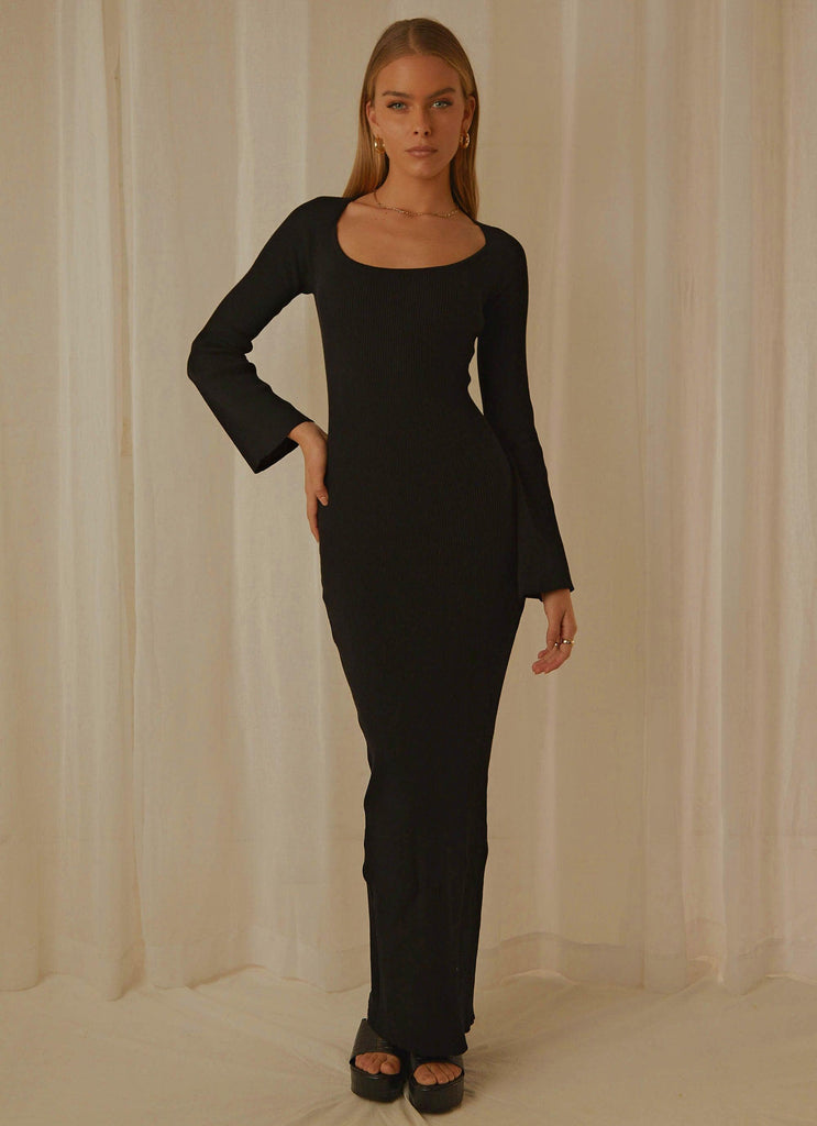 Tori Knit Maxi Dress - Black - Peppermayo