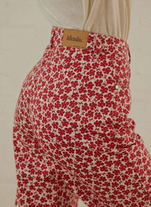 Shelby Hemp Print Wide Leg Pant - Red - Peppermayo