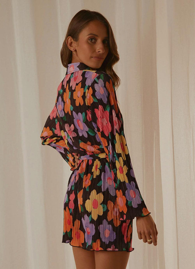 Soho Chic Shirt Dress - Noir Bloom
