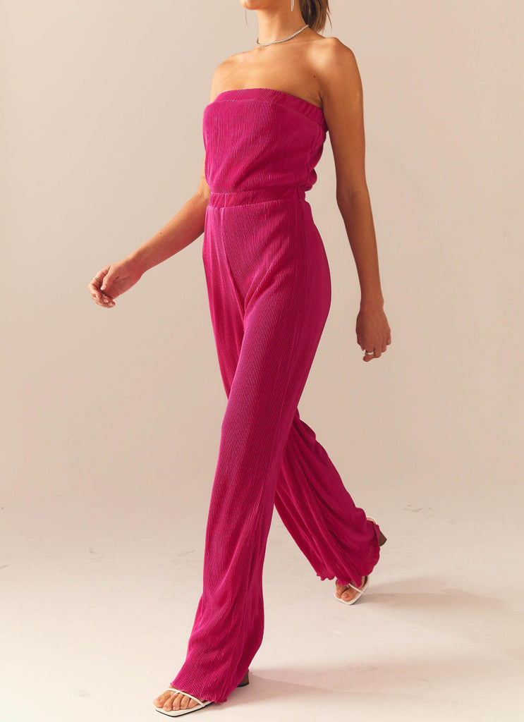 Doing The Most Plisse Jumpsuit - Magenta - Peppermayo