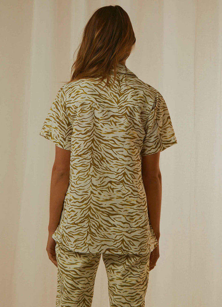 Safari Crop Shirt - Herb Zebra - Peppermayo