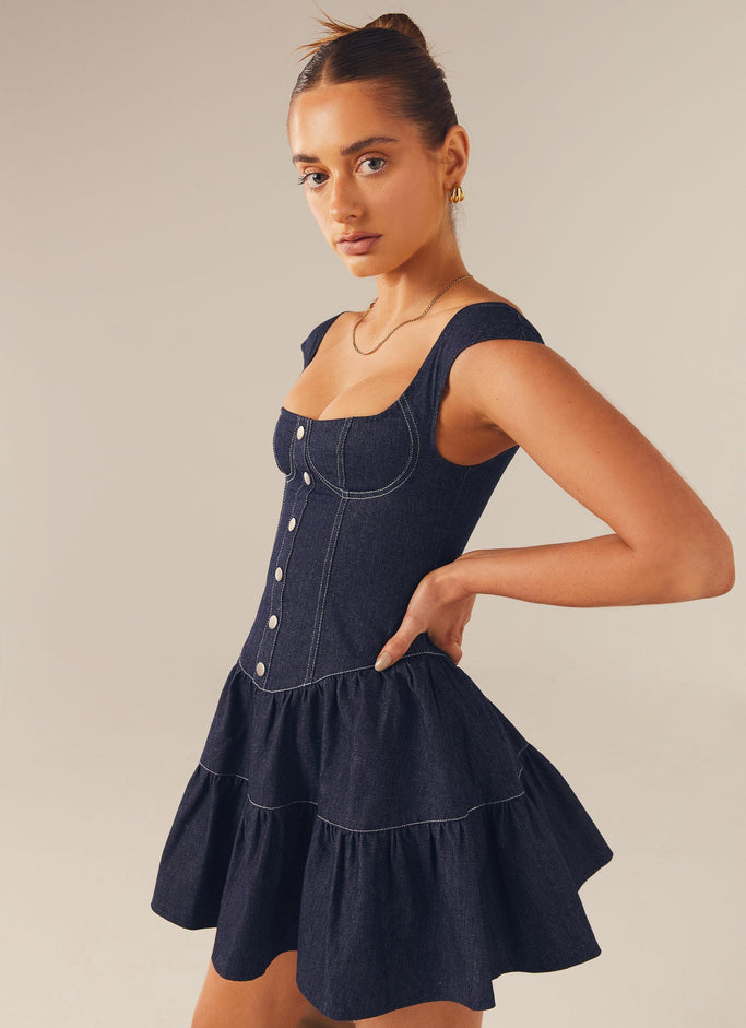 Isabella Denim Bustier Dress - Indigo