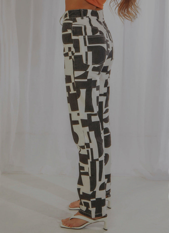 Electric Avenue Pants - Black and White Geo