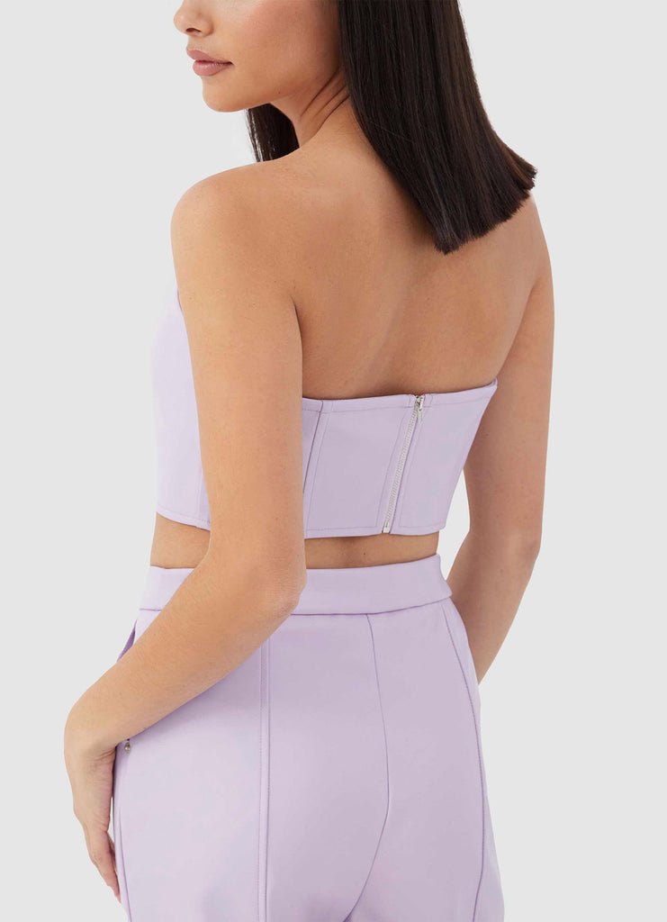 Tropez Leather Top - Lilac - Peppermayo