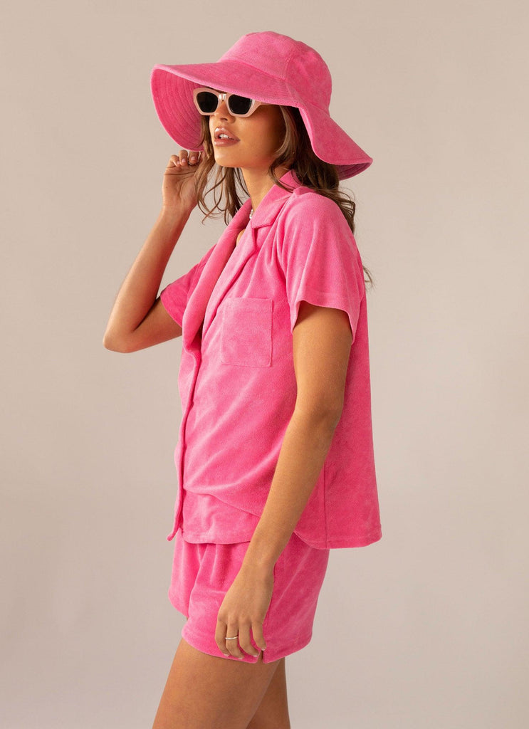 Sundazed Oversized Terry Bucket Hat - Perry Pink - Peppermayo