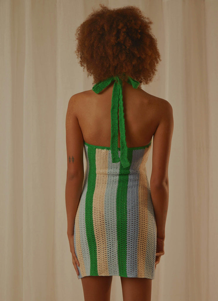 Palm Trees Crochet Mini Dress - Multi Stripe - Peppermayo