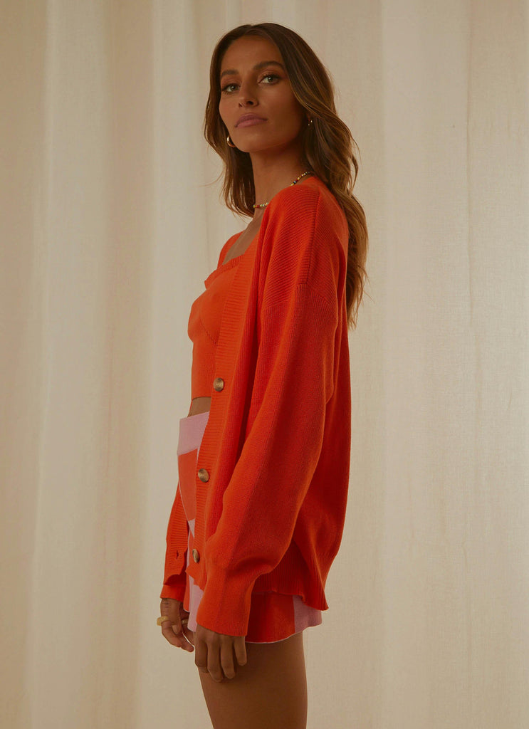 Nyla Knit Cardigan - Orange - Peppermayo