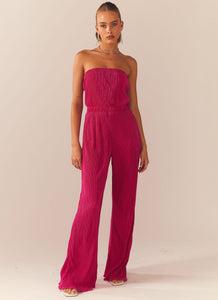 Doing The Most Plisse Jumpsuit - Magenta - Peppermayo