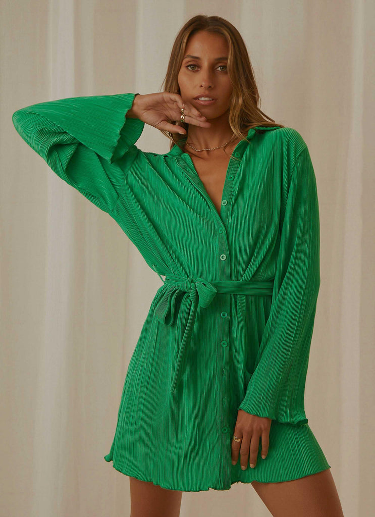 Soho Chic Shirt Dress - Jade Green - Peppermayo