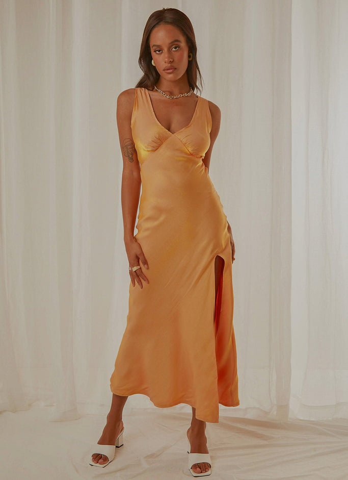Billie Split Maxi Dress - Mango Shimmer